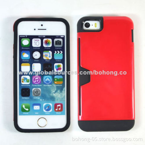 PC + TPU Separated 2-in-1 Cases for iPhone 5s with edge card hole, different colors available